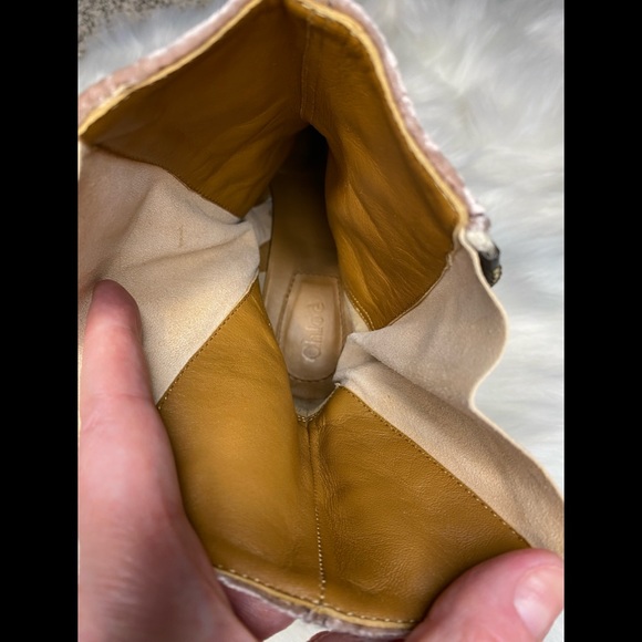 Chloe Lexie Tan Rose Crushed Velvet Angle Zip Mid Calf Boots/Booties 37 EU - Picture 12 of 12